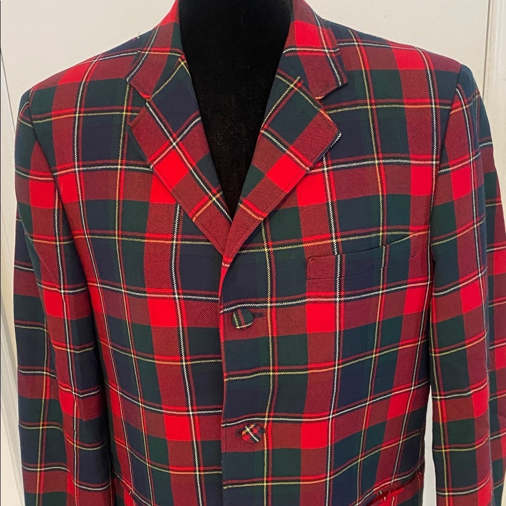 RED TARTAN WOOL VTG 1970  Jacket Designed & made by Réaldo Tremblay QC Designer